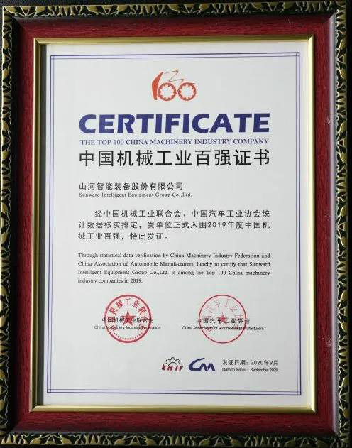 2019年中国机械工业百强宣布，尊龙凯时ag智能排名52位